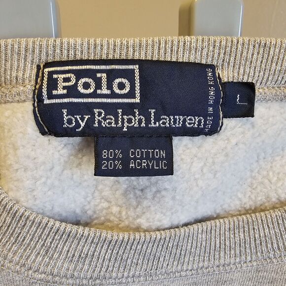 Vintage Polo Ralph Lauren Spellout Logo Sweatshirt 1989 Gray Mens L Pullover - Picture 3 of 5